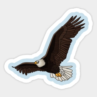 Happy flying bald eagle cartoon illustration Sticker